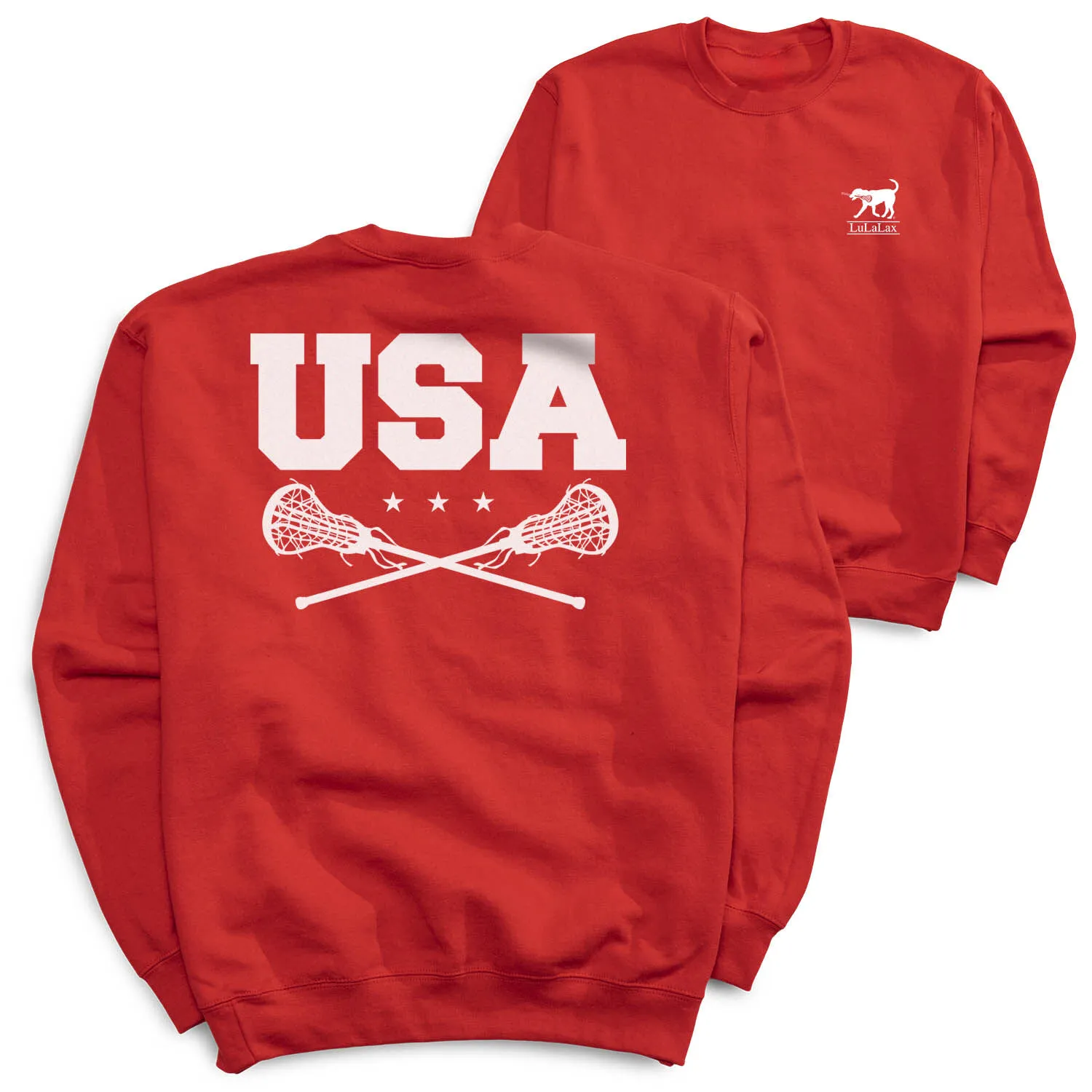 Girls Lacrosse Crewneck Sweatshirt - USA Girls Lacrosse (Back Design) 